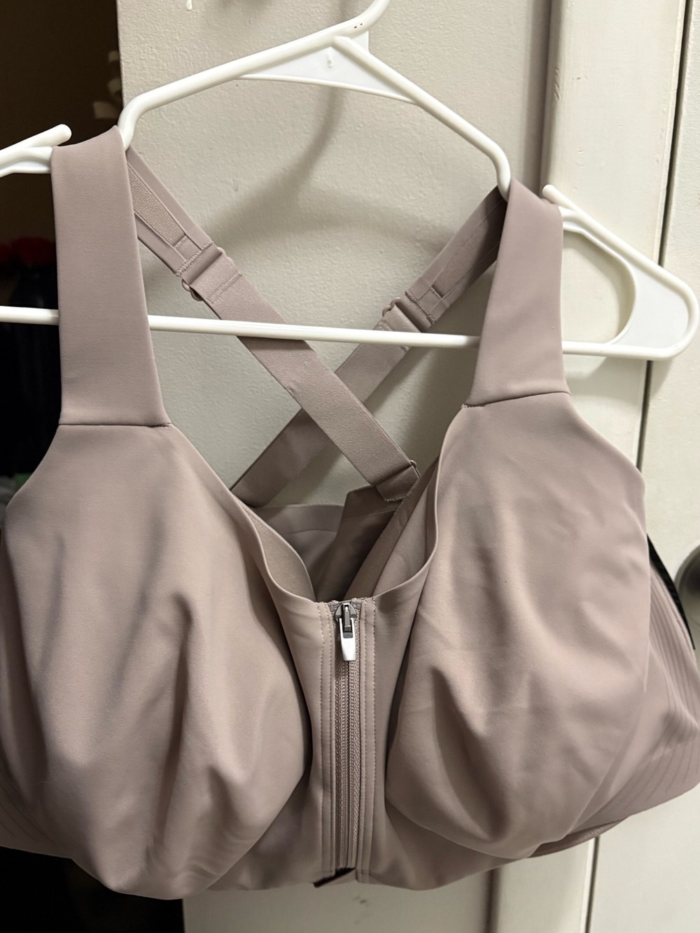 Victoria's Secret Front-Zip Sports Bra in Taupe